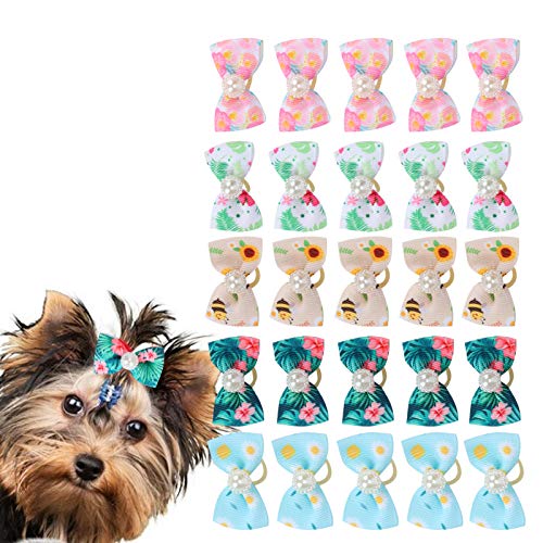 Gavigain 25pcs Haustier Haar Bögen, Obst Muster Haustier Haar Bögen gemischte Stile Haustier Katze Welpe Kleiner Hund Grooming Zubehör von Gavigain