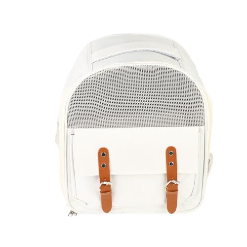 Gavigain Atmungsaktive Haustier-Rucksack-Tragetasche, ergonomische, geräumige, robuste Nylon-Katzentrage für bequemes Reisen und Komfort für die Hände (Beige) von Gavigain