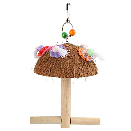 Gavigain Bird Barch Swing Stand, Kokosschale und Holz, sichere Bewegung und Klauenstimulation, farbenfrohe Dekoration für kleine Vögel von Gavigain