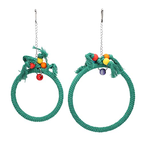 Gavigain Bird Swing Toy, Baumwollseil, interaktiv, kaubar, hängen, farbenfroh, Papageienübungen für kleine und große Vögel (Green) von Gavigain