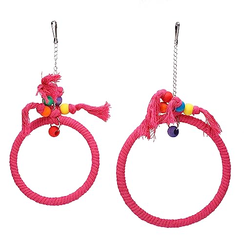 Gavigain Bird Swing Toy, Baumwollseil, interaktiv, kaubar, hängen, farbenfroh, Papageienübungen für kleine und große Vögel (Rose Red) von Gavigain