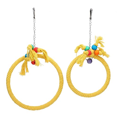 Gavigain Bird Swing Toy, Baumwollseil, interaktiv, kaubar, hängen, farbenfroh, Papageienübungen für kleine und große Vögel (Yellow) von Gavigain