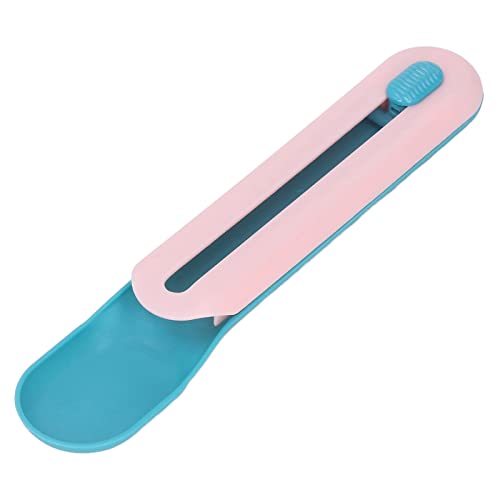 Gavigain Cat behandeln Löffel, Plastik, Quetschernährungsinstrument, Abfallprävention, sicher und hygienisch, für Katzen und Kätzchen (Blue Spoon with Pink Handle) von Gavigain