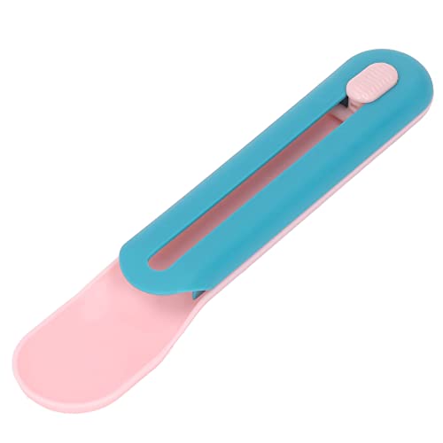 Gavigain Cat behandeln Löffel, Plastik, Quetschernährungsinstrument, Abfallprävention, sicher und hygienisch, für Katzen und Kätzchen (Pink Spoon with Blue Handle) von Gavigain