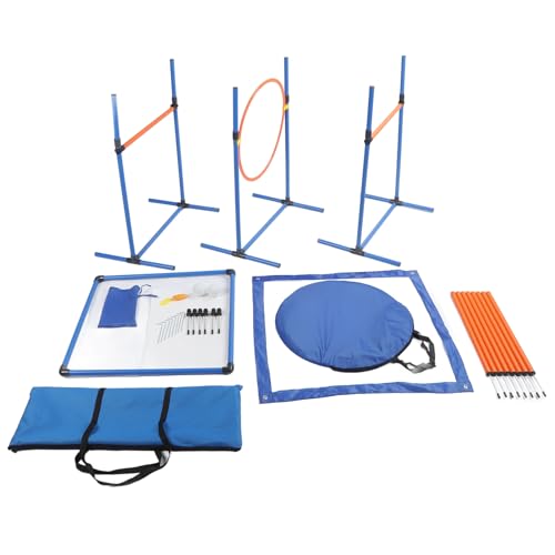 Gavigain Dog Agility Kit, komplettes Set mit Tunnel, Biegering, Stangen, tragbar und verstellbar, ideal für Anfänger bis Fortgeschrittene beim Hundetraining von Gavigain