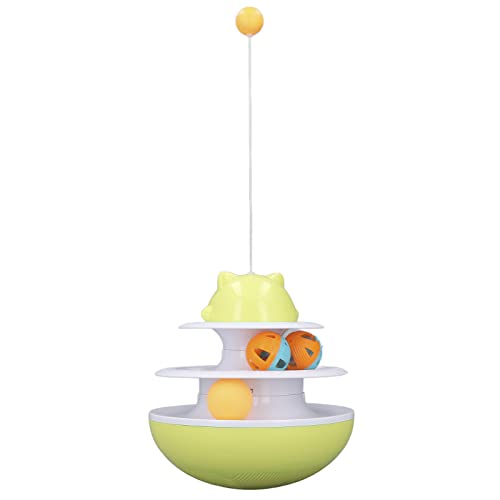 Gavigain Double Track Cat Toy, Rollbälle, Katzenminzen und Glitzerbälle, Multi -Level -Klettern, reduziert Angst, Non, für Kätzchen und Katzen (Yellow) von Gavigain