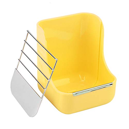 Gavigain Dual -Use Pet Feeder, Edelstahl, Nicht -Slip -Basis, hält Nahrung und Gras, einfache Käfigbefestigung, robust und Haustiersicher für Kaninchen und kleine Haustiere (Yellow) von Gavigain