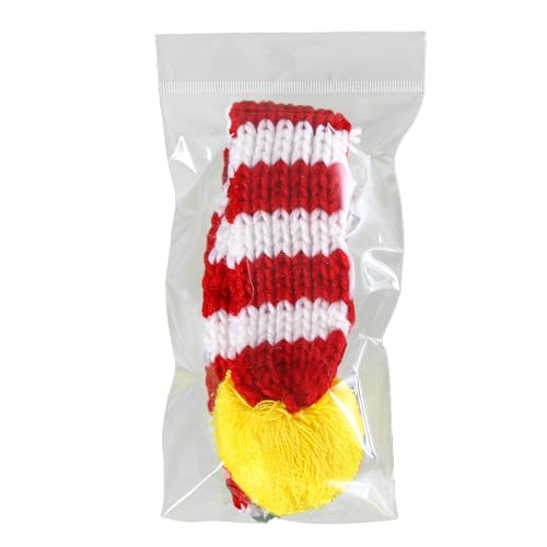 Gavigain Gestrickter Weihnachts-Haustierschal, rot-weiß gestreift, weich und warm, Flauschiger Bommel, gemütliches Winteraccessoire für Hunde und Katzen (Red White) von Gavigain