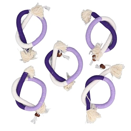 Gavigain Hängendes Katzenminze-Fruchtspielzeug, interaktives Baumwollseil-Zahnreinigungsspielzeug, Nicht stressabbauendes Kauspielzeug für Hauskatzen (Small Purple 50cm / 19.7in) von Gavigain