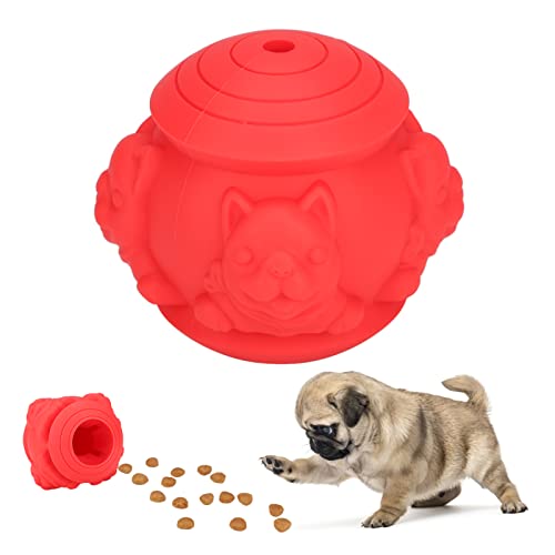 Gavigain Haustierhund Welpe Feeder Leckage Food Ball Interaktives Trainingspuzzle Spielzeug für Hunde rot gelbblau Silikon 2x2x2.4in (Red) von Gavigain