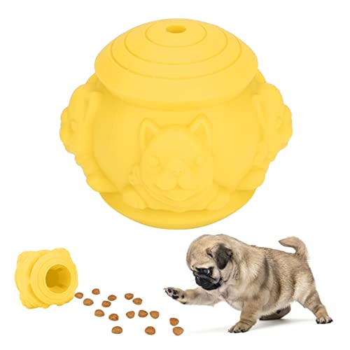 Gavigain Haustierhund Welpe Feeder Leckage Food Ball Interaktives Trainingspuzzle Spielzeug für Hunde rot gelbblau Silikon 2x2x2.4in (Yellow) von Gavigain