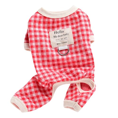 Gavigain Hunde-Kleidungsleinen-Set, Kariertes Outfit, bequem, atmungsaktiv, ideal für kleine Rassen, Bichon Frise, Teddy, Frühling, Sommer (XL) von Gavigain