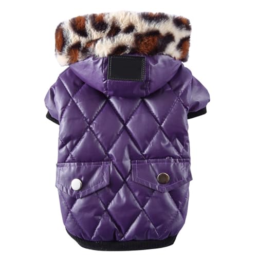 Gavigain Hundejacke, künstlicher Kragen, Warmer Wintermantel, Polyester, gemütliche Haustier-Oberbekleidung für kaltes Wetter, einfache Passform für Aktivitäten im Innen- und (Purple L) von Gavigain