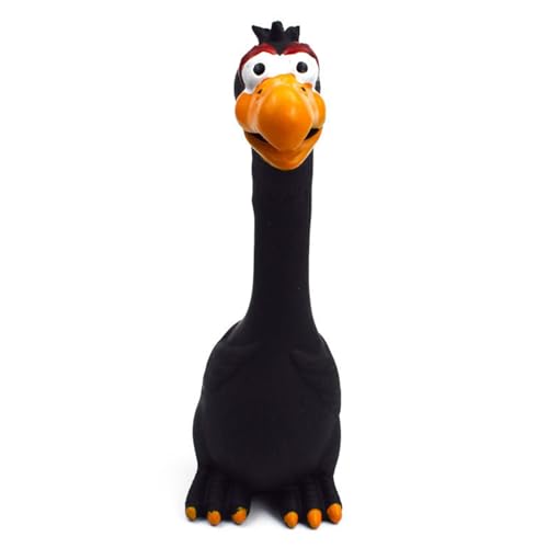 Gavigain Hundespielzeug mit schreiendem Huhn, quietschendes Kauspielzeug aus Latex, bissfest, lindert Angstzustände, interaktiv für große Hunde (Black) von Gavigain