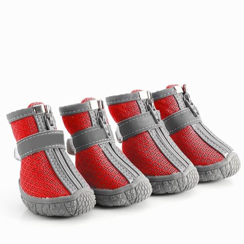 Gavigain Hundestiefel für kleine Hunde, atmungsaktive reflektierende Stiefel, rutschfeste Sohlen, verstellbare Riemen, Schutz beim Wandern, Spazierengehen, Outdoor-Aktivitäten (3#) von Gavigain