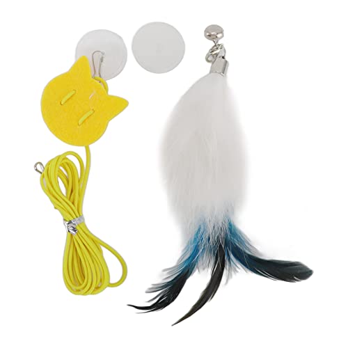 Gavigain Interactive Cat Bell Toy, einstellbare Länge, Traaceless -Haken, sicheres Plüschmaterial für unabhängiges Spiel und Jagdspaß (Tease Cat Rope and Rabbit Hair Green Tail Feather) von Gavigain