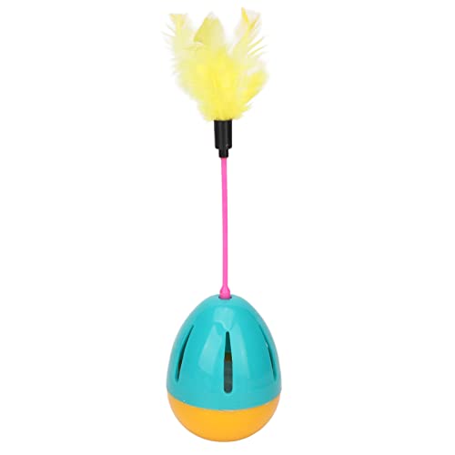 Gavigain Interactive Feather Cat Toy Spielzeug, 360 ° rotieren mit Glocken, rosa und gelb, robuster Teaser -Stock für aktives Spiel und Stressabbau für Katzen (Blue Green and Yellow) von Gavigain