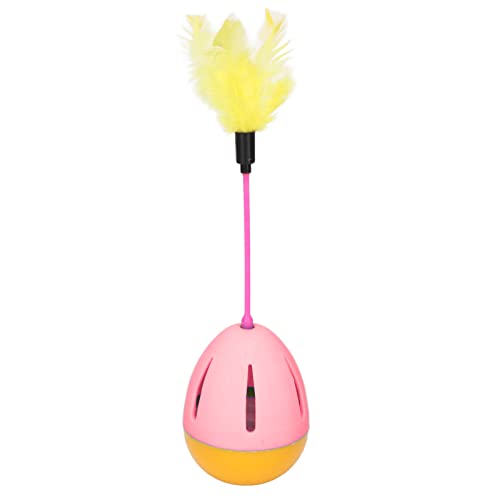 Gavigain Interactive Feather Cat Toy Spielzeug, 360 ° rotieren mit Glocken, rosa und gelb, robuster Teaser -Stock für aktives Spiel und Stressabbau für Katzen (Pink and Yellow) von Gavigain