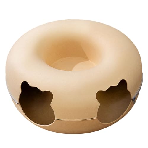 Gavigain -Katzen -Tunnelbett, Donut -Form, gemütliches, weiches Filz, ganzjähriges Komfort, sicheres Versteck für Katzen (L) von Gavigain