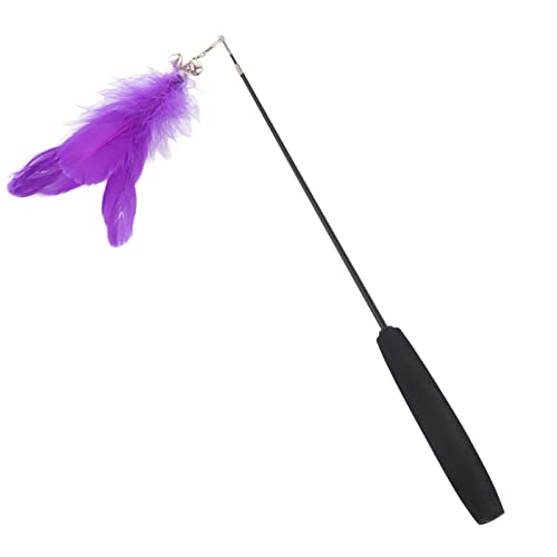 Gavigain Katzenfeder Stick Katzenstab Spielzeugglocken, der teleskopisch für Innenkatzen spielt (Purple) von Gavigain