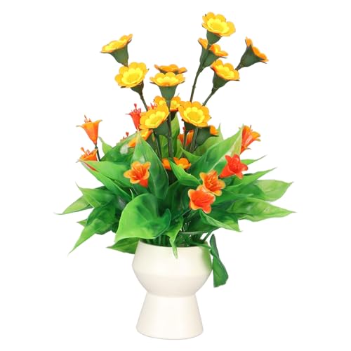 Gavigain Künstliche Blumen für Aquarien, realistische künstliche Pflanzen mit eleganter Vase, sicher, wartungsfrei, ideal für Heim- und Bürodekoration von Gavigain