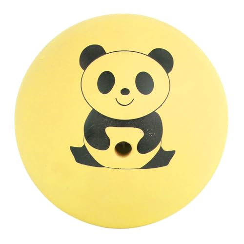 Gavigain Latex-Quietschspielzeugball, bissfest, Nicht im niedlichen Panda-Design, interaktiver Spaß für Hunde und Katzen (Yellow) von Gavigain