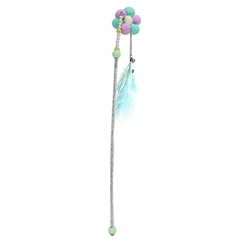 Gavigain Quasten Teaser Katzenspielzeug lustige Feather Toys Bells Interaktives Spiel Kätzchen Übung necken Stick für Katzen (Green Sun Flower) von Gavigain