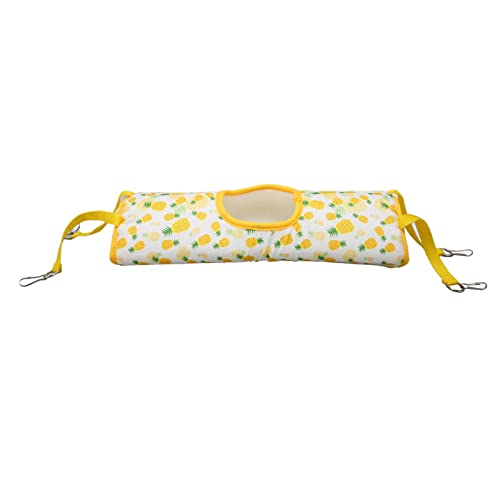 Gavigain Small Pet Hängematte, Fleece -Tunnel mit 3 Ausgängen, gemütlicher Rastplatz, raumsparendes Design, ideal für Meerschweinchen, Hamster, Frettchen (Yellow Pineapple) von Gavigain