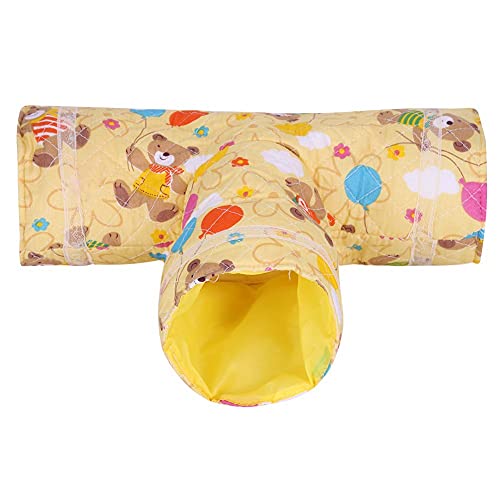 Gavigain Small Pet Tunnel, weicher Stoff, Robustes und sicheres Design, Spitzenverkleidungen, gemütlich und engagiert für Hamster, Meerschweinchen, Kaninchen (Yellow) von Gavigain