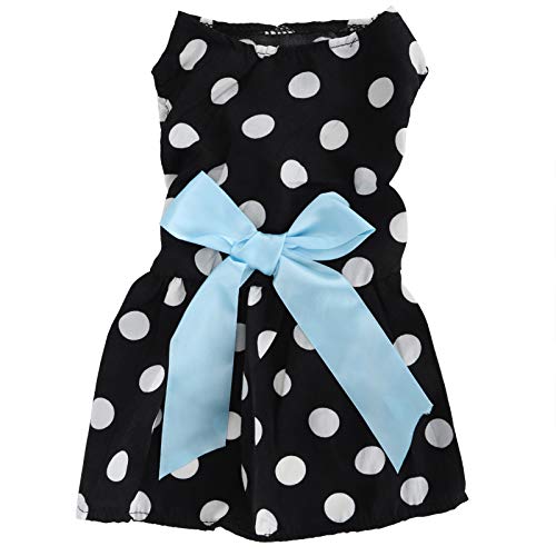 Gavigain Small Polka Dot Hundekleid, atmungsaktives Polyester, Sonnenschutz, Bogenrock, komfortable Haustierbekleidung für den Sommer, Fotoshooting, tägliche Verschleiß (XZD223 White dots XS) von Gavigain