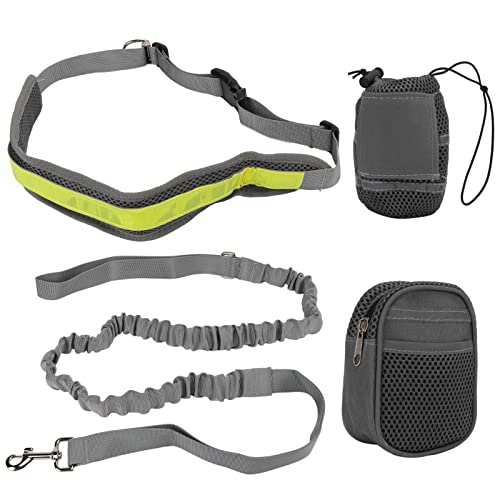 Gavigain Verstellbarer Taillenpack, Hände Leine, Trainingsclicker, Abfallbeutelhalter, Wasserbecherhalter, für Hundewanderung, Wandern, Joggen, Laufen und Training (Gray) von Gavigain