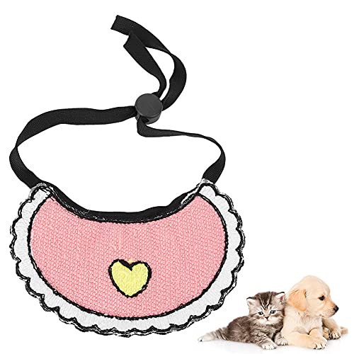 Gavigain Verstellbarer Woll -Haustierschal, weiches gemütliches Material, Herzmuster, Verblassen, für kleine Hunde, Welpen und Katzen (Pink) von Gavigain