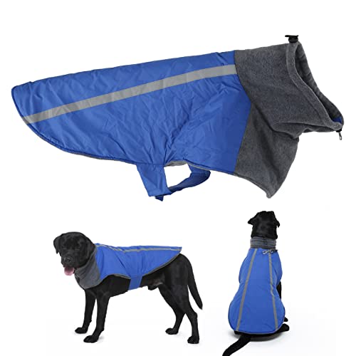 Gavigain Winter Hunde Jacke, verstellbare Passform, reflektierend, Leinen Loch, Rücken Tasche, Warmer Plüsch Polyester, für Outdoor-Abenteuer und Sicherheit (XXL) von Gavigain