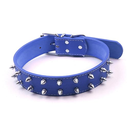 Gavigain verstellbares Hundehalsband, mittelgroß bis groß, Punk-Stil mit Nieten und Spikes, Robustes PU-Leder, bequemes und trendiges Haustierzubehör (Blue) von Gavigain