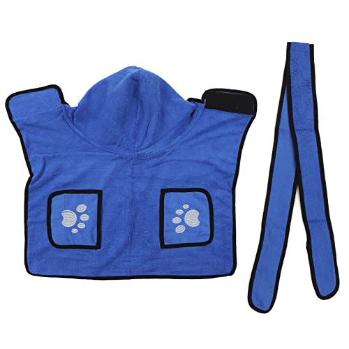 Gavigain HUNDEHANDTUCH, saugfähig, schnell trocknend, HANDTASCHEN-Design, Kapuze, Bademantel, Bund, Katze BLAU (L) von Gavigain