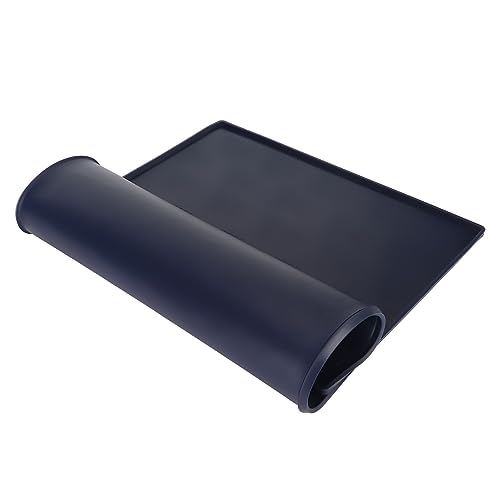 Hundefuttermatte, saugfähige Hundenapfmatte, wasserdicht, auslaufsicher, Dicke Silikon-Tierfuttermatte, tragbare Haustier-Futtermatte für schlampige Trinker (Dark Blue) von Gavigain