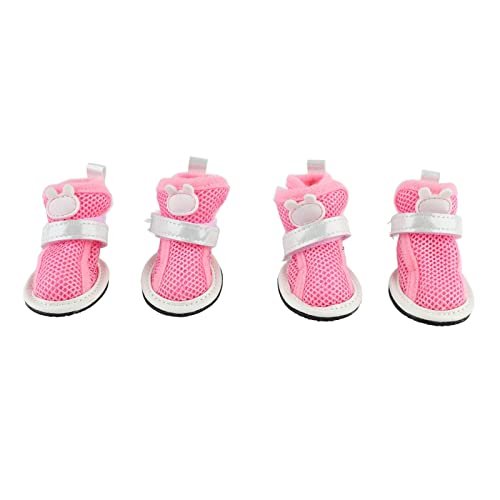 Hundeschuhe für heißes Pflaster, Hunde-Netzschuhe, atmungsaktiv, für den Sommer, Welpen-Hundestiefel, Protektoren für kleine Haustiere, Hunde, Katzen, Welpen (Pink) von Gavigain