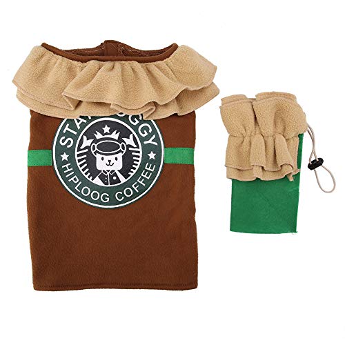 Lustige modische Haustierkleidung Hunde Weihnachtsfeiern Kostüm Wintermantel mit Hut Kaffee warmes weiches Haustier -Outfit S M l XL (L) von Gavigain