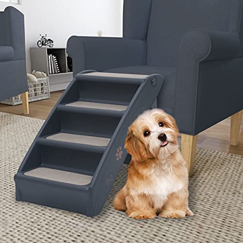 Gawany Hundetreppe 4 Stufen Klappbar Haustiertreppe Katzentreppe Hunderampe für Kleine und Große Hunde Dunkelgrau 62 x 40 x 50 cm von Gawany