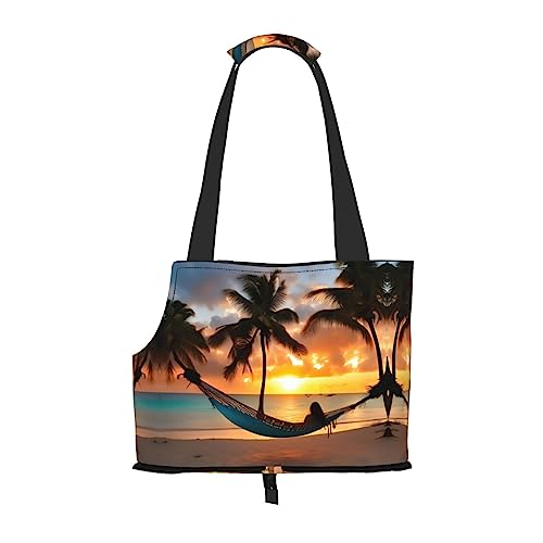 Coconut Beach Sonnenuntergang Hängematte Druck Welpentragetasche Haustiere Hunde Hund Walking Taschen Tragetasche für kleine Hunde und Katzen und Kaninchen von GaxfjRu