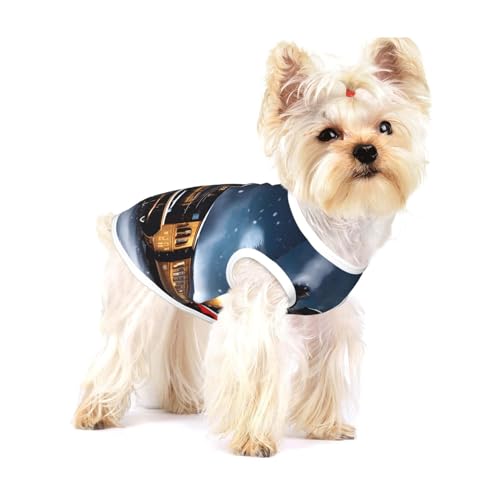 Leichtes Tanktop für Hunde, für den Winter, Weihnachten, Schnee, Nacht, Eisenbahn, Zug, bedruckt, für kleine Hunde, dehnbare T-Shirts, ärmellose Weste Leichtes Tanktop für Hunde, für den Winter, Weihnachten, Schnee, Nacht, Eisenbahn, Zug, bedruckt, für kleine Hunde, dehnbare T-Shirts, ärmellose Weste von GaxfjRu