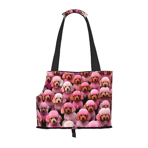 Pinks Tragetasche für kleine Hunde, Katzen und Kaninchen, mit Pudelmotiv von GaxfjRu