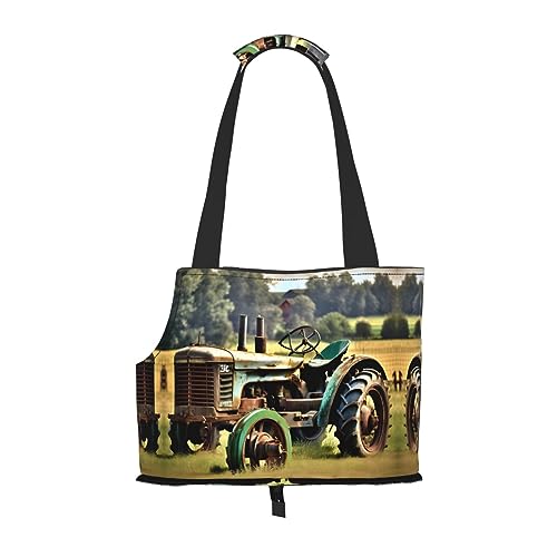 Tragetasche für kleine Hunde, Katzen und Kaninchen, Motiv: Old Tractor Foto Bauernhof von GaxfjRu