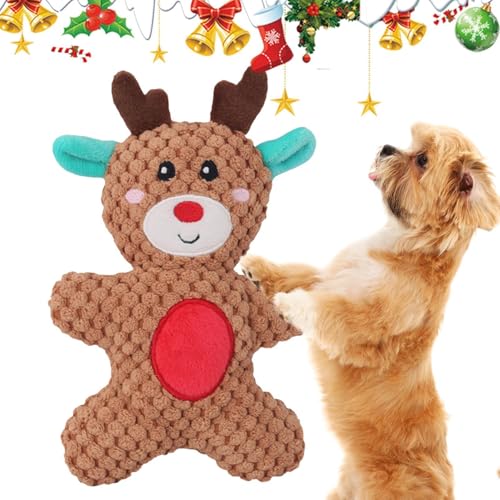 Gazocua Weihnachts-Kauspielzeug Für Hunde, Plüsch Welpenspielzeug, Kauspielzeug Für Welpen, Weihnachten Plüsch Hundespielzeug, Kauspielzeug Für Welpen, Weiches Haustierspielzeug von Gazocua