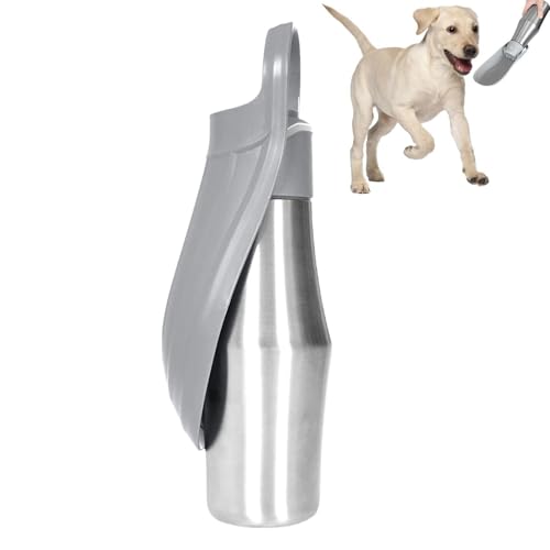 Hunde Trinkflasche Für Unterwegs Edelstahl Hundereise Wasserspender Hund Wasserflasche Reise Tragbar Hund Trinkflasche, Pet Supplies 2-in-1-Hundewassernapf In Blattform Für Kleine 750 Ml von Gazocua