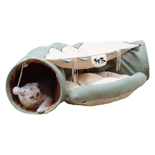 Bequemes Katzentunnelbett, Plüsch, weiche Katzenröhren, faltbares und tragbares Haustierspielzeug, Haustier-Katzentunnel mit Katzenbett für Indoor-Katzen, perfekte multifunktionale Katzenhöhle für von Gcerfby