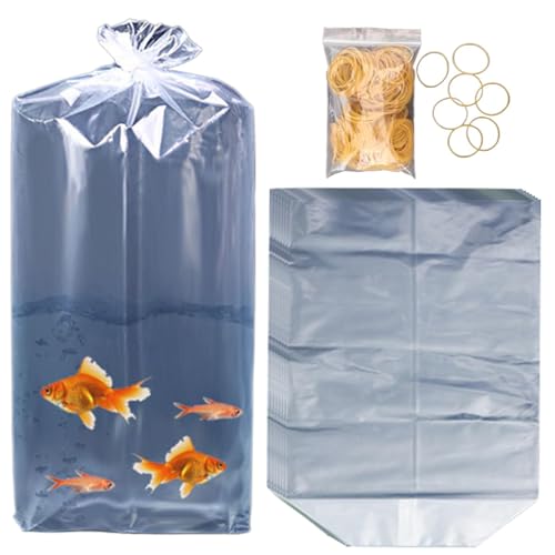 Fish Transport Bags, Fish Shipping Bags, 50x Clear Leak-Proof Live Fish Bags, Durabl'e Aquarium Shipping and Transport Pouches, Thickened Design for Home, Aquariums, and Fish Shops von Gcerfby