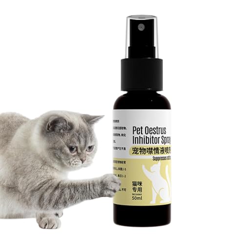 Gcerfby Beruhigendes Pflegespray für Katzen, Pheromon-Lösung, Anti-Stress-Spray, schnell erleichtert, schnell wirkende Formel, sicher und 50 ml Größe, vielseitig einsetzbar für unsere Katzen von Gcerfby