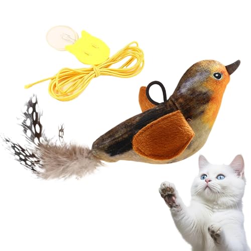 Gcerfby Chirping Bird Cat Toy, Stressabbau Teaser -Spielzeug, Haustierspielgerät Mit Quietschen, Chirping -Klang Spaß, 11x5x4cm, Stressabbau Für Kätzchentraining Und Kauenspaß von Gcerfby