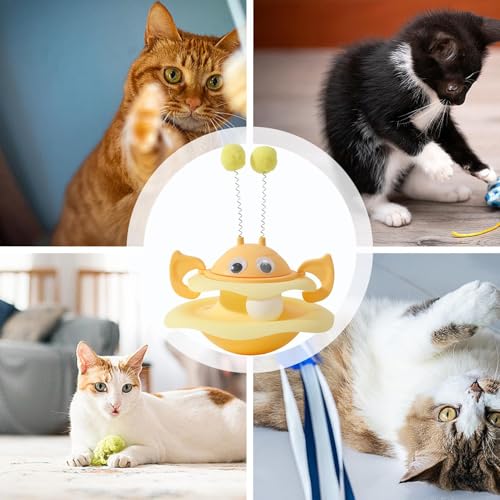 Gcerfby Drehbares Katzenspielzeug, Taumelspielzeug für Katzen - Kleines Biene-Katzen-Taumelspielzeug | Interaktives Katzenspielzeug im Katzen-Teasing-, damit Ihre Katze aktiv, glücklich und von Gcerfby